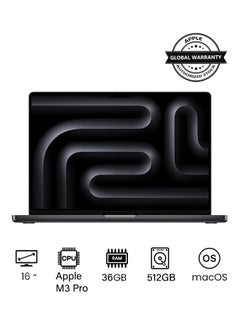 اشتري 2023 Newest MacBook Pro MRW23 Laptop M3 Pro chip with 12‑core CPU, 18‑core GPU: 16.2-inch Liquid Retina XDR Display, 36GB Unified Memory, 512GB SSD Storage And Works with iPhone/iPad English/Arabic Space Black في مصر