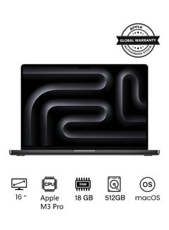 Buy 2023 Newest MacBook Pro MRW13 Laptop M3 Pro chip with 12‑core CPU, 18‑core GPU: 16.2-inch Liquid Retina XDR Display, 18GB Unified Memory, 512GB SSD Storage And Works with iPhone/iPad English/Arabic Space Black in UAE