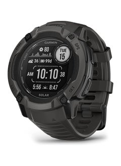 Buy Instinct 2X Solar - 50MM - Unlimited Battery Life In Smartwatch Mode With Solar Charging1 - 1.1"inch Monochrome Display with Tough Body, Scratch Resistant, Power Glass™, Heart Rate Monitor, All Day Stress Monitor, Built-in Sports Apps, Super Bright LED Flashlight, iOS and Android Compatible Graphite in UAE