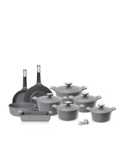 Buy 14 Pieces Neoflam Xtrema Cookware Set Grey Granite Pots GREY POTS 20CM , 22CM , 24CM , 26CM ,28CM , CAKE PAN 28CM , CAKE PAN 30CM , FRY PAN 26CM , WOK 30CMcm in Saudi Arabia