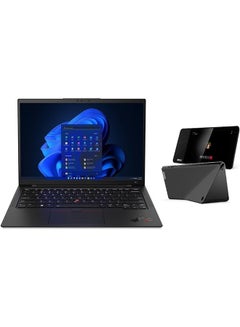 اشتري ThinkPad X1 Carbon Gen 11 Business Laptop With 14-Inch Display, Core i7-1365U Processor/32GB RAM/2TB SSD/Intel Iris XE Graphics/Windows 11 Pro FREE Lenovo Thinksmart view 8” Display English Black في الامارات