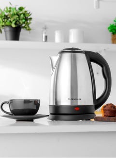 Buy Electric Stainless Steel Kettle, Concealed Heating Elements, Stainless Steel Housing, Over Heating Safety Protection Dry Boil Resistance Auto Power Cut Off 1.8 L 1500 W OMK2233 silver and black in UAE