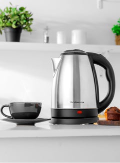 اشتري Electric Stainless Steel Kettle, Concealed Heating Elements, Stainless Steel Housing, Over Heating Safety Protection Dry Boil Resistance Auto Power Cut Off 1.8 L 1500 W OMK2233 silver and black في الامارات