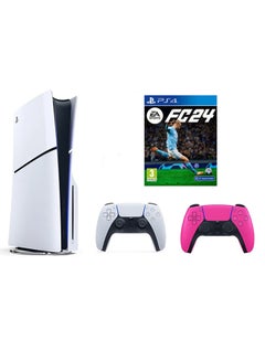 Buy PlayStation 5 Disc Slim Console With Extra Pink Controller and FC 24 in UAE