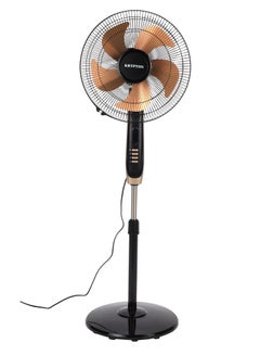 اشتري 16" Stand Fan Pedestal Fans with Remote Control, 5 Leaf Metal Blades for Strong Wind and 3-Speed Levels, 7.5 hours Timer, Adjustable Height/ High Performance Motor, Ideal for Home, O KNF6559 BLACK في الامارات