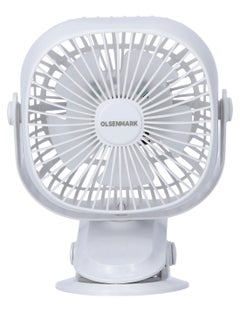 Buy Rechargeable Multifunction Mini Fan- 1W | Adjustable Angle, Use Clip & Table, Rechargeable Lithium Battery, LED Night Light, Brush Less Motor OMF1835 WHITE in Saudi Arabia