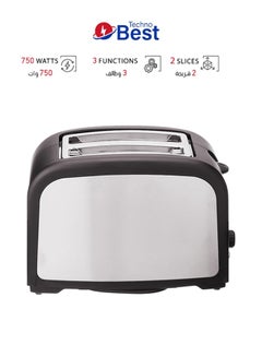 Buy Two Slices Plastic Toaster 750 W BET-01S Silver in Saudi Arabia