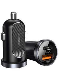 Buy JOYROOM Car Charger C-A08, USB + Type-C, 30W, Black in Egypt