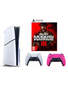 اشتري PlayStation 5 Slim Disc Console with Extra Pink Controller and Call of Duty: Modern Warfare III Bundle في الامارات