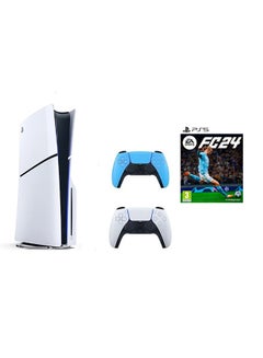 Buy PlayStation 5 Disc Slim Console With Extra Blue Controller and FC 24 in Egypt