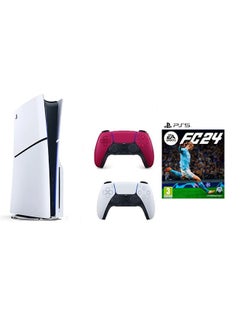 Buy PlayStation 5 Disc Slim Console With Extra Red Controller and FC 24 in UAE