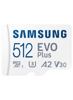 Buy Samsung EVO Plus 512GB SD Card with Adaptor Micro Sd Card Memory Card Up to 130MB/s Expanded Storage For PS5 PS4 Switch Gaming Tablets Smart Phones Camera Security Camera GoPro Done Dash Cam 512 GB in Saudi Arabia