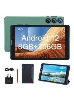 اشتري 8 Inch Android 12 Tablet 256GB ROM+256GB Expandable 800*1280 IPS Screen With Protect Case, Keyboard CM835(Green) في الامارات