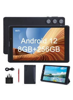 Buy 8 Inch Android 12 Tablet 256GB ROM+256GB Expandable 800*1280 IPS Screen With Protect Case, Keyboard CM835(Black) in UAE