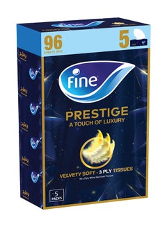 Buy 3 Ply Prestige Facial Tissue 96 Sheets Bundle Of 5 White in UAE