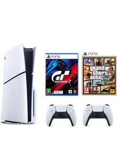 Buy PlayStation 5 Disc Edition (Official KSA Version Console) With Extra Dualsense And Gran Turismo 7 & Grand Theft Auto V in UAE