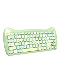 اشتري 3060i Wireless Cute Computer Keyboard Lovely Cat Retro Silent Slim Bluetooth Keyboard with Typewriter Round Matte Texture Keycap Multi Device Connection for PC Laptop Mac Colorful Green في الامارات