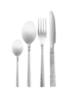 Buy 16-Piece Cutlery Set Stainless Steel Cutlery Includes 4 Teaspoons, 4 Dinner spoons, 4 Dinner Forks, 4 Dinner Knives Stylish Hammered Finish, Suitable for Dining Table 23.0cm in UAE