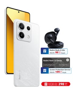 اشتري Redmi Note 13 5G Dual SIM Arctic White 8GB RAM 256GB - Global Version With Screen Insurance And Redmi Buds 4 Lite في الامارات