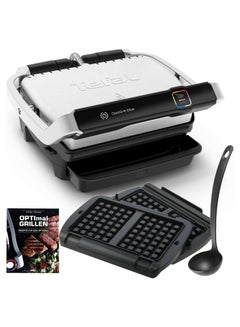 Buy Optigrill Elite Contact Grill With Grill Boost Function + Waffle Plates With Ladle And Recipe Book 12 Automatic Programs Intuitive Sensor Touch Display Stainless Steel Bundle 2000 W GC750D+XA7248 Black / Silver in UAE
