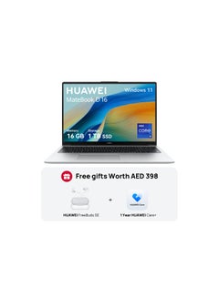 Buy Matebook D16 Laptop With 16-Inch Eye Comfort FullView Display, Ultra Slim, Core i9-13900H Processor/16GB RAM/1TB SSD/Windows 11 Home + Launch Gift English/Arabic Mystic Silver in UAE