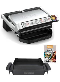 Buy OptiGrill+ Electric Contact Grill With XA7258 Snacking And Baking Tray Recipe Book Included 6 Grill Programs Indoor Electric Grill Ideal Gresults Non-stick Cast Aluminum Plates Bundle 2000 W GC712D+XA7258 Black / Silver in UAE