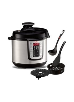 Buy Multicooker Fast And Delicious Multicooker 1200 Watt Electric Pressure Cooker With Ladle 25 Automatic Programs 6 liters Adjustable Temperature, Time Stainless Steel 6 L 1200 W CY505E+K20601 Black / Metallic in UAE