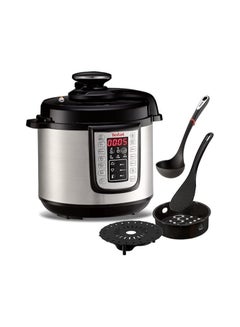 اشتري Multicooker Fast And Delicious Multicooker 1200 Watt Electric Pressure Cooker With Ladle 25 Automatic Programs 6 liters Adjustable Temperature, Time Stainless Steel 6 L 1200 W CY505E+K20601 Black / Metallic في الامارات