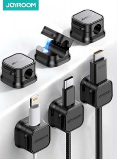 Buy Pack Of 6 Magnetic Cable Clips With Cord Clips/Under Desk Cable Management/Adhesive Cord Clip Storage Box For Home Desk Phone Car Wall Desktop Nightstand Black in Saudi Arabia