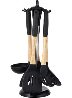 Buy Kitchen Tools With Holder 6 Pcs Black-Brown 10Liters in Egypt