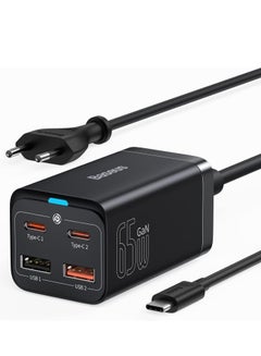 اشتري شاحن USB C بقوة 65 وات مزود طاقة USB C مزود بـ 4 منافذ GaN III PD مع كابل تيار متردد بطول 1.5 متر وكابل USB C بقوة 100 وات لجهاز MacBook Pro Air Laptop وiPhone 15 و14 و13 و12 Series وiPad Pro وSamsung Galaxy في الامارات