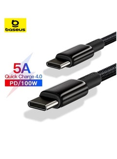 اشتري كابل USB C بطول 1 متر، 100 وات PD 5A QC 4.0 شحن سريع كابل USB C إلى USB C كابل شاحن USB من النوع C مضفر من النايلون وسبائك الزنك لهاتف iPhone 15/Pro/Plus/Pro Max/MacBook/iPad Pro/Air/Mini/Samsung S23/S22 والمزيد في الامارات