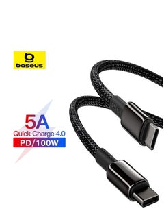 اشتري USB C Cable 2M, 100W PD 5A QC 4.0 Fast Charging USB C To USB C Cable Zinc Alloy Nylon Braided USB Type C Charger Cable For iPhone 15/Pro/Plus/Pro Max/MacBook/iPad Pro/Air/Mini/Samsung S23/S22 And More Black في مصر