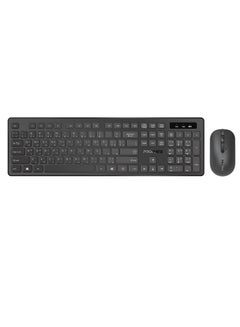 Buy Promate Wireless Keyboard and Mouse Combo, Slim Full-Size 2.4Ghz Wireless Keyboard with 1600 DPI Ambidextrous Mouse, Nano USB Receiver, Quiet Keys, Angled Kickstand Black in UAE