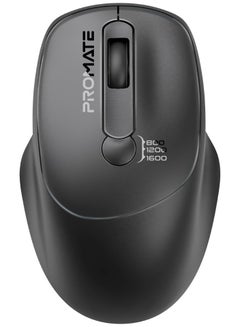 Buy Promate 2.4G Wireless Mouse, High Precision 1600DPI Cordless Ambidextrous Mouse with USB Nano Receiver, 10m Range, 120h Work Time, Adjustable DPI Black in UAE