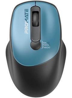 Buy Promate 2.4G Wireless Mouse, High Precision 1600DPI Cordless Ambidextrous Mouse with USB Nano Receiver, 10m Range, 120h Work Time, Adjustable DPI Blue in Saudi Arabia