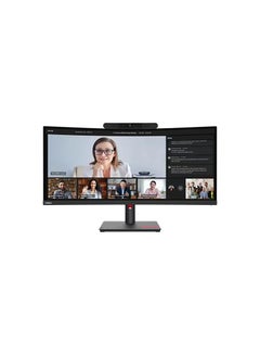 اشتري ThinkVision T34w-30 34 Inch Curved UWQHD USB-C Monitor + MC60 Webcam VA Panel, 60Hz, 4Ms, HDMI, DP, USB-C, Ethernet, Phone Holder - Tilt/Swivel/Lift Stand black في السعودية