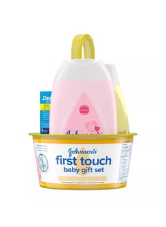 Buy 3-Pieces First Touch Baby Gift Set Includes Bath Wash, Shampoo, Body Lotion, And Diaper Rash Cream in UAE