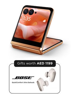 Buy Razr 40 Ultra Dual SIM Peach Fuzz 8GB RAM 256GB 5G With BOSE Quiet Comfort Ultra Earbuds - Middle East Version in UAE
