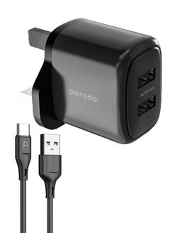 Buy Dual Output Charger With Usb-a Usb-c Cable Black in UAE