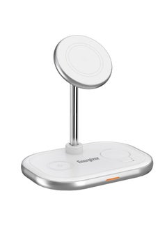Buy WCP303 3-In-1 Wireless Charging Stand, MagSafe, Compatible For Mobile Phones, Earbuds And Smart Watches, 15W Max, 20 Deg Angle Adjustment Silver in UAE