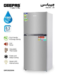 اشتري No Frost Double Door Refrigerator 180L GRF2522SXN Metallic Grey في السعودية