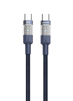 Buy Braided Cable Transparent USB-C To USB-C Fast Charge And Data 1.2M/4Ft Blue in UAE