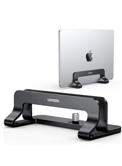Buy Aluminum Vertical Laptop Holder, Stand Dual Desktop Stand With Adjustable Docking Station And Anti-Slip Silicone Grips for All Tablet/iPad MacBook/Surface/Samsung/HP/Dell/Chrome Book Black in Saudi Arabia