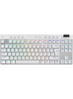 Buy Logitech G PRO X TKL LIGHTSPEED Wireless Gaming Keyboard, Ultra-Portable Tenkeyless Design, LIGHTSYNC RGB, PBT keycaps, Tactile Switches (GX Brown), US INTL Layout - White in UAE
