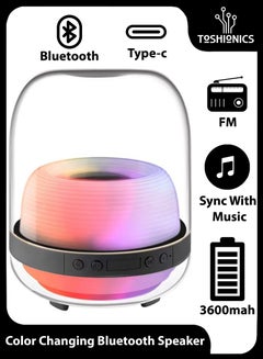 Buy Portable Bluetooth Party Speaker Wireless With RGB Colour LED Themes Bluetooth 5.1 Colourful Speakers Stereo Pairing Speaker For Home Outdoors Travel TWS Black in UAE