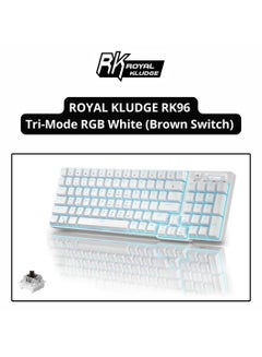 Buy Royal Kludge RK96 Wired Tri Mode Bluetooth RGB Hot Swappable Mechanical Keyboard White (Brown Switch) in UAE