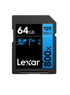 Buy Lexar 64GB High-Performance 800x UHS-I SDHC Memory Card (BLUE Series) 64 GB in Egypt