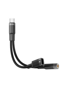 Buy 2 In1 Lightning To Type C + 3.5 Jack Headphone And Charging Converter Adapter Black in UAE