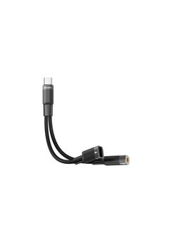 Buy 2 In1 Aux 3.5 To 3.5+TypeC Cable 1.2M Black in UAE